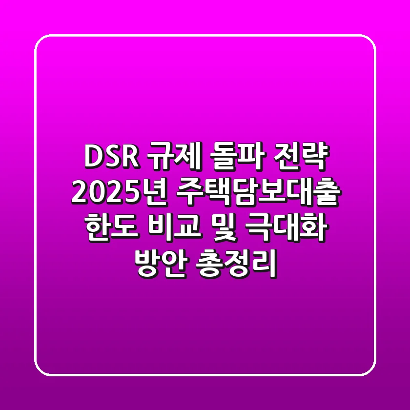 "DSR 규제 돌파 전략", 2025년 주택담보대출 한도 비교 및 극대화 방안 총정리
