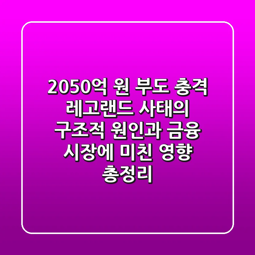 "2,050억 원 부도 충격", 레고랜드 사태의 구조적 원인과 금융 시장에 미친 영향 총정리