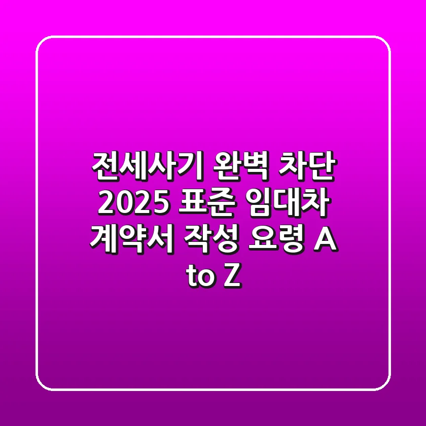 "전세사기 완벽 차단", 2025 표준 임대차 계약서 작성 요령 A to Z