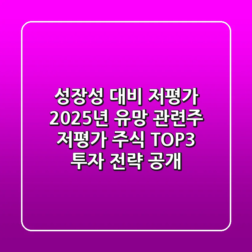 "성장성 대비 저평가", 2025년 유망 관련주 저평가 주식 TOP3 투자 전략 공개