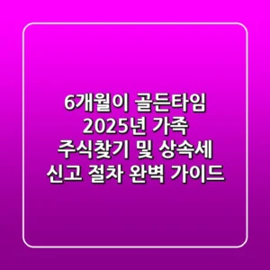 "6개월이 골든타임", 2025년 가족 주식찾기 및 상속세 신고 절차 완벽 가이드