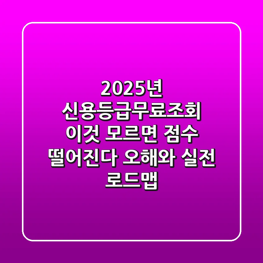2025년 신용등급무료조회, '이것' 모르면 점수 떨어진다? 오해와 실전 로드맵