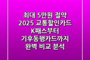 “최대 5만원 절약?”, 2025 교통할인카드 K-패스부터 기후동행카드까지 완벽 비교 분석