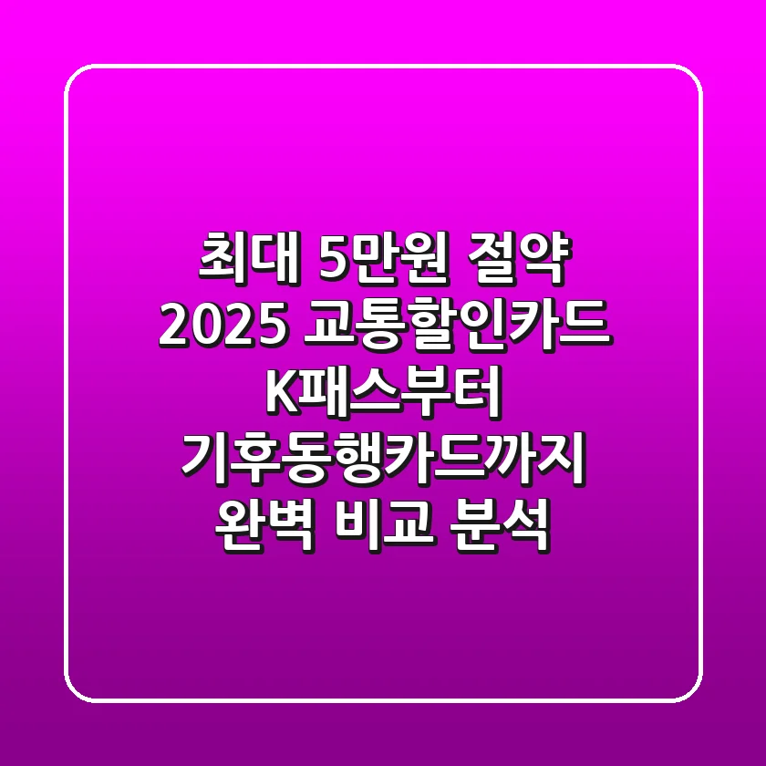 "최대 5만원 절약?", 2025 교통할인카드 K-패스부터 기후동행카드까지 완벽 비교 분석