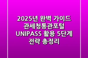 “2025년 완벽 가이드”, 관세청통관포털 UNI-PASS 활용 5단계 전략 총정리