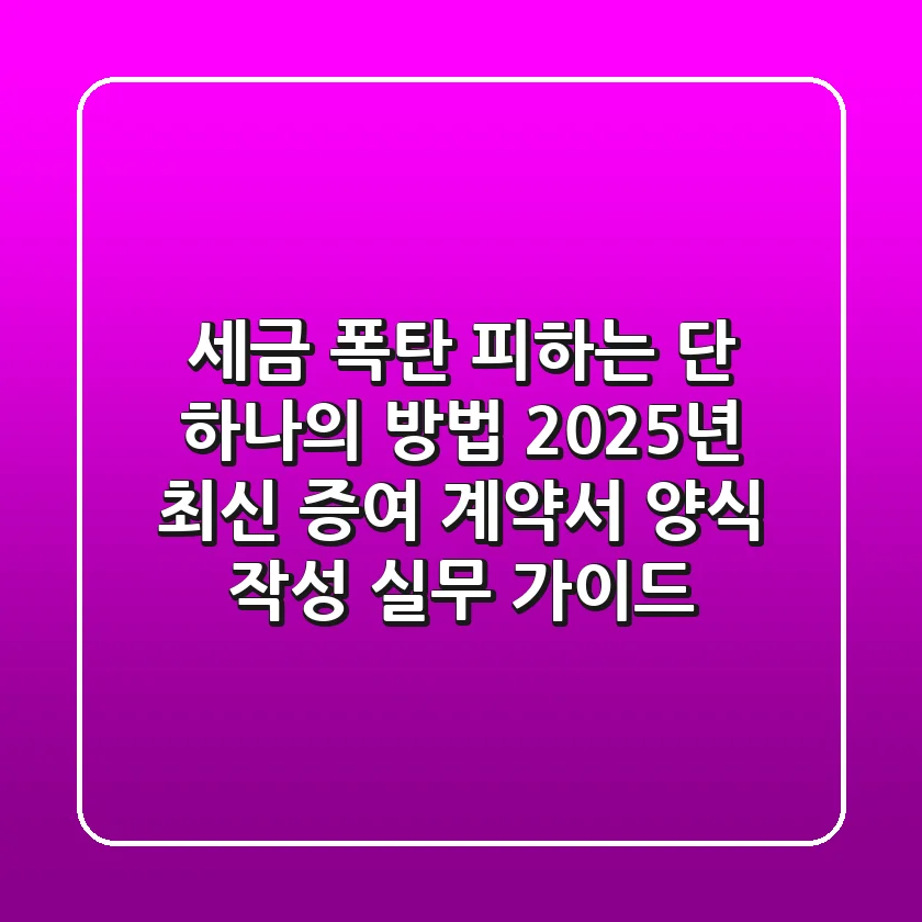 “세금 폭탄 피하는 단 하나의 방법”, 2025년 최신 증여 계약서 양식 작성 실무 가이드