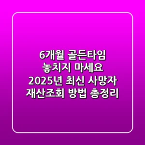 "6개월 골든타임 놓치지 마세요", 2025년 최신 사망자 재산조회 방법 총정리