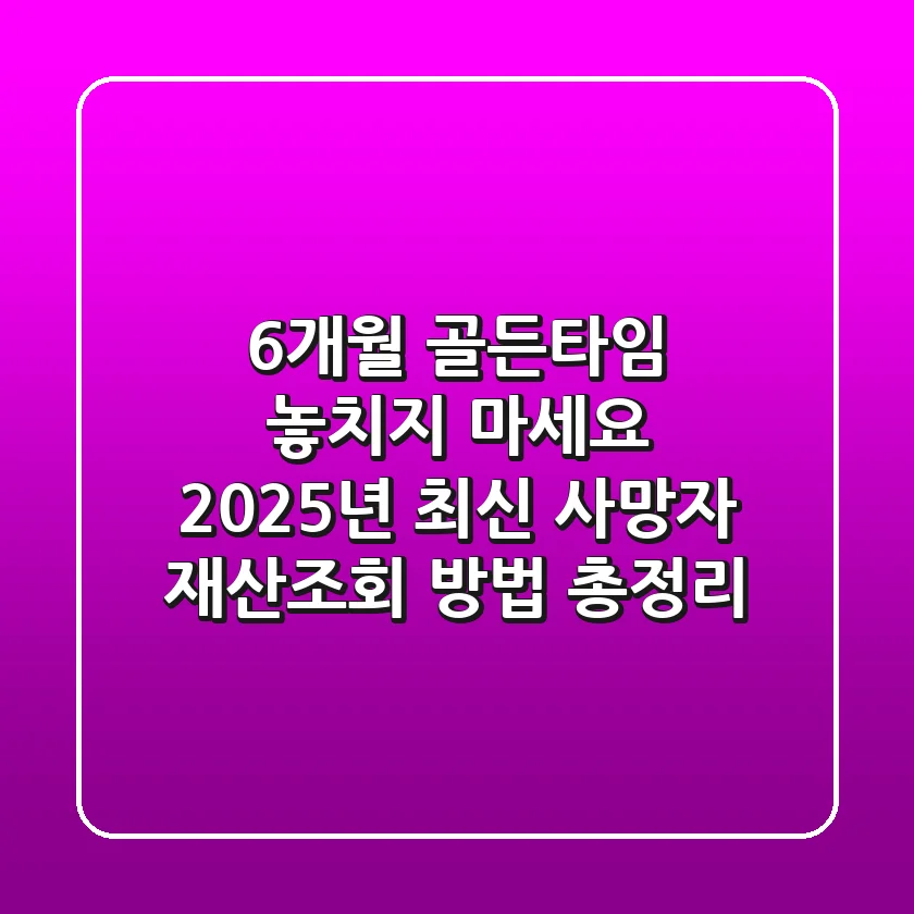 "6개월 골든타임 놓치지 마세요", 2025년 최신 사망자 재산조회 방법 총정리