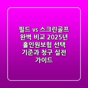 "필드 vs 스크린골프 완벽 비교", 2025년 홀인원보험 선택 기준과 청구 실전 가이드