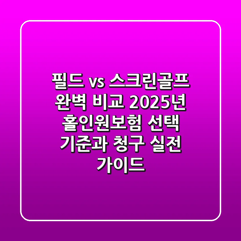 "필드 vs 스크린골프 완벽 비교", 2025년 홀인원보험 선택 기준과 청구 실전 가이드