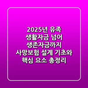 "2025년, 유족 생활자금 넘어 생존자금까지", 사망보험 설계 기초와 핵심 요소 총정리