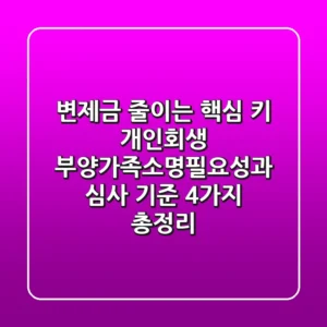 "변제금 줄이는 핵심 키", 개인회생 **부양가족소명필요성**과 심사 기준 4가지 총정리
