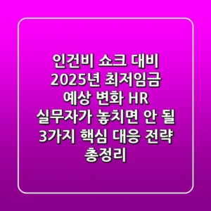 "인건비 쇼크 대비", 2025년 최저임금 예상 변화, HR 실무자가 놓치면 안 될 3가지 핵심 대응 전략 총정리