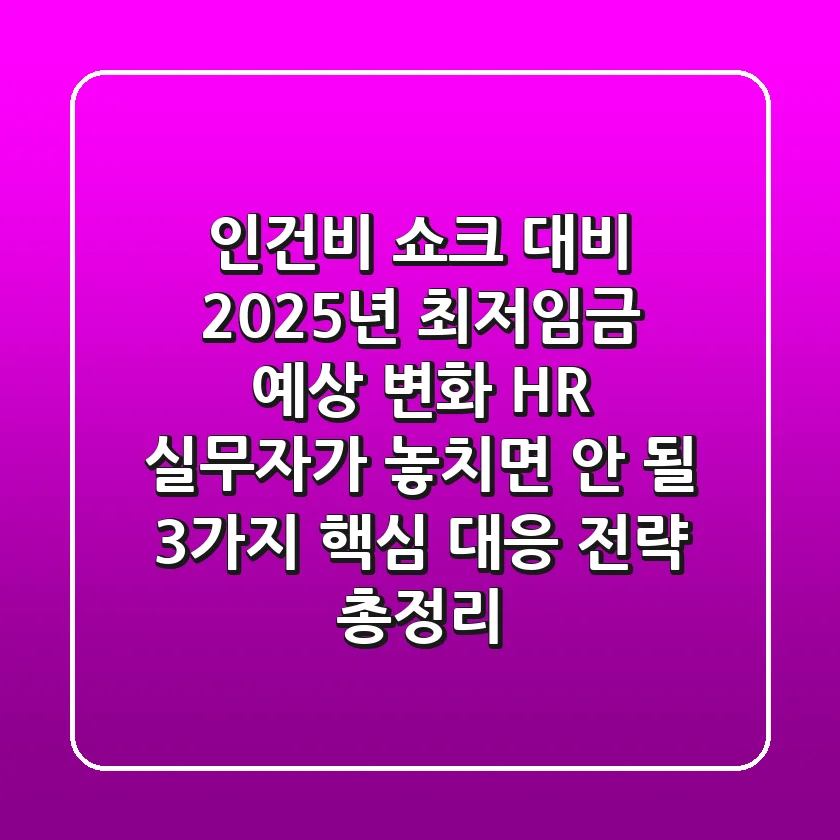 "인건비 쇼크 대비", 2025년 최저임금 예상 변화, HR 실무자가 놓치면 안 될 3가지 핵심 대응 전략 총정리