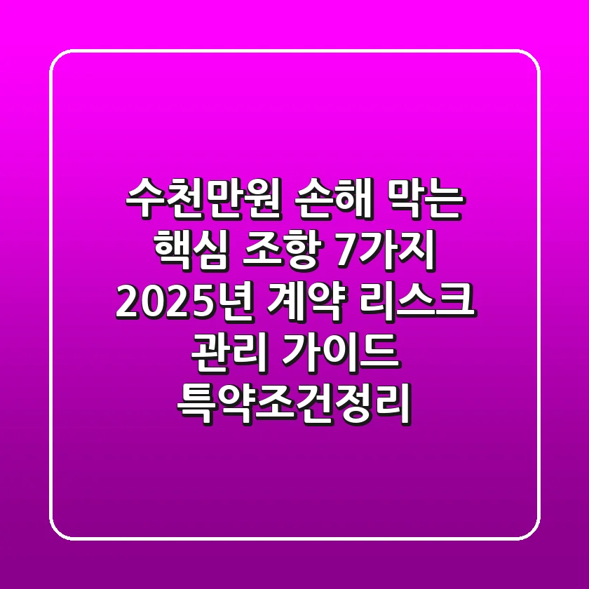 "수천만원 손해 막는 핵심 조항 7가지", 2025년 계약 리스크 관리 가이드 (특약조건정리)