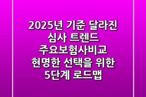 “2025년 기준 달라진 심사 트렌드”, 주요보험사비교 현명한 선택을 위한 5단계 로드맵