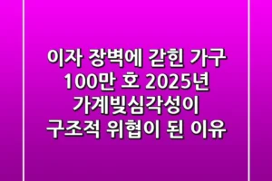 “이자 장벽에 갇힌 가구 100만 호”, 2025년 가계빚심각성이 구조적 위협이 된 이유