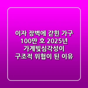 "이자 장벽에 갇힌 가구 100만 호", 2025년 가계빚심각성이 구조적 위협이 된 이유