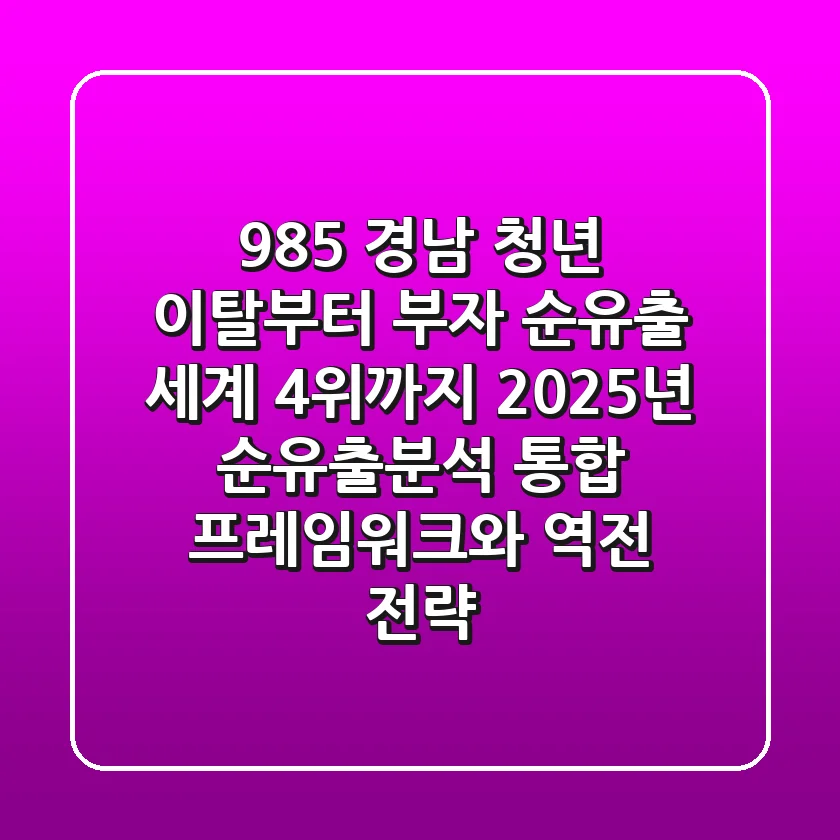 "98.5% 경남 청년 이탈부터 부자 순유출 세계 4위까지", 2025년 순유출분석 통합 프레임워크와 역전 전략