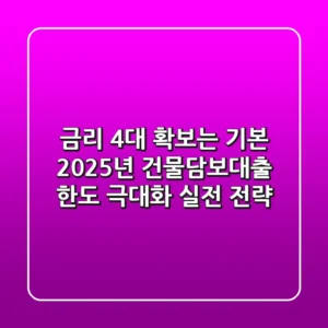 "금리 4%대 확보는 기본", 2025년 건물담보대출 한도 극대화 실전 전략