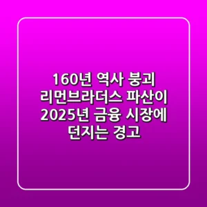 "160년 역사 붕괴", 리먼브라더스 파산이 2025년 금융 시장에 던지는 경고