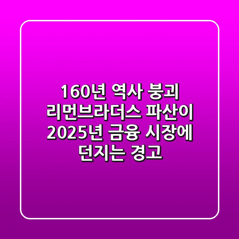 "160년 역사 붕괴", 리먼브라더스 파산이 2025년 금융 시장에 던지는 경고
