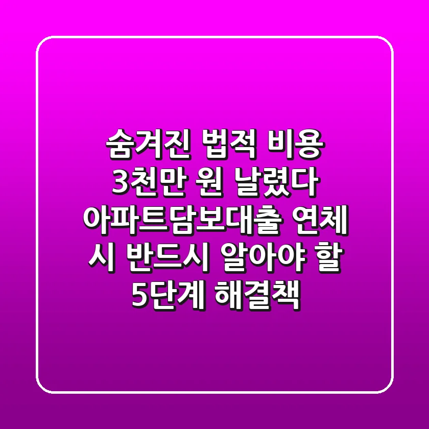 "숨겨진 법적 비용, 3천만 원 날렸다", 아파트담보대출 연체 시 반드시 알아야 할 5단계 해결책