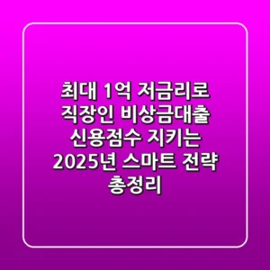 "최대 1억 저금리로?", 직장인 비상금대출, 신용점수 지키는 2025년 스마트 전략 총정리