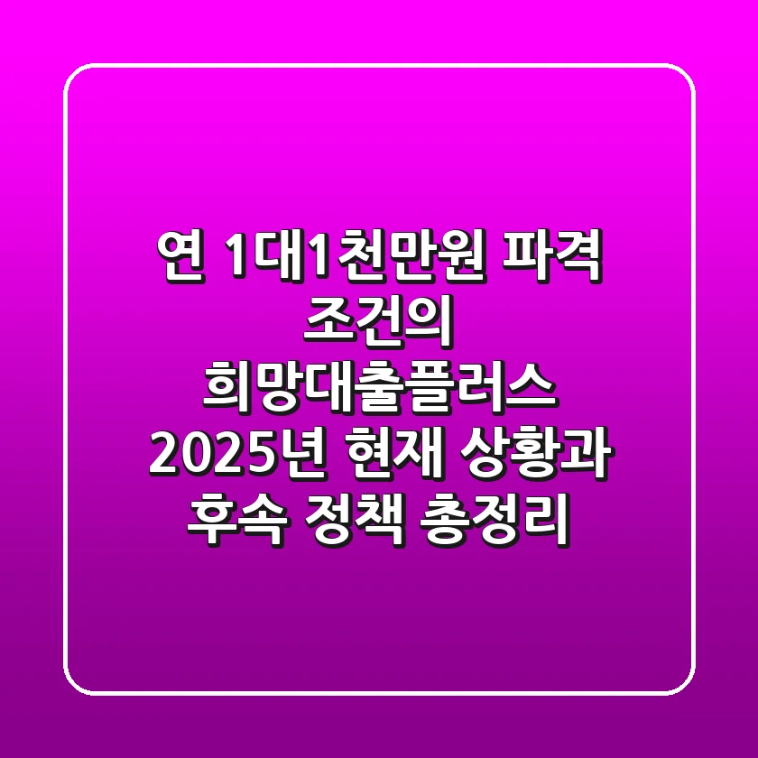 "연 1%대·1천만원" 파격 조건의 희망대출플러스, 2025년 현재 상황과 후속 정책 총정리