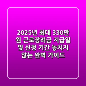 "2025년 최대 330만 원?", 근로장려금 지급일 및 신청 기간, 놓치지 않는 완벽 가이드