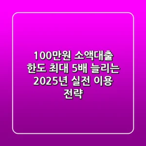 "100만원 소액대출 한도, 최대 5배 늘리는 2025년 실전 이용 전략"