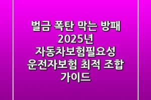 “벌금 폭탄 막는 방패”, 2025년 자동차보험필요성, 운전자보험 최적 조합 가이드