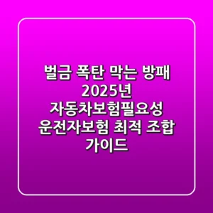 "벌금 폭탄 막는 방패", 2025년 자동차보험필요성, 운전자보험 최적 조합 가이드
