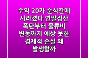 “수익 20%가 순식간에 사라졌다”, 연말정산 폭탄부터 물류비 변동까지: 예상 못한 경제적 손실, 왜 발생할까?