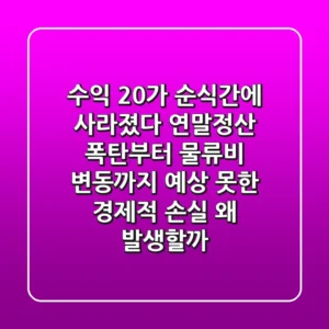 "수익 20%가 순식간에 사라졌다", 연말정산 폭탄부터 물류비 변동까지: 예상 못한 경제적 손실, 왜 발생할까?