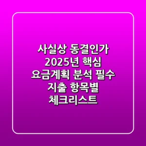 "사실상 동결인가?" 2025년 핵심 요금계획 분석: 필수 지출 항목별 체크리스트