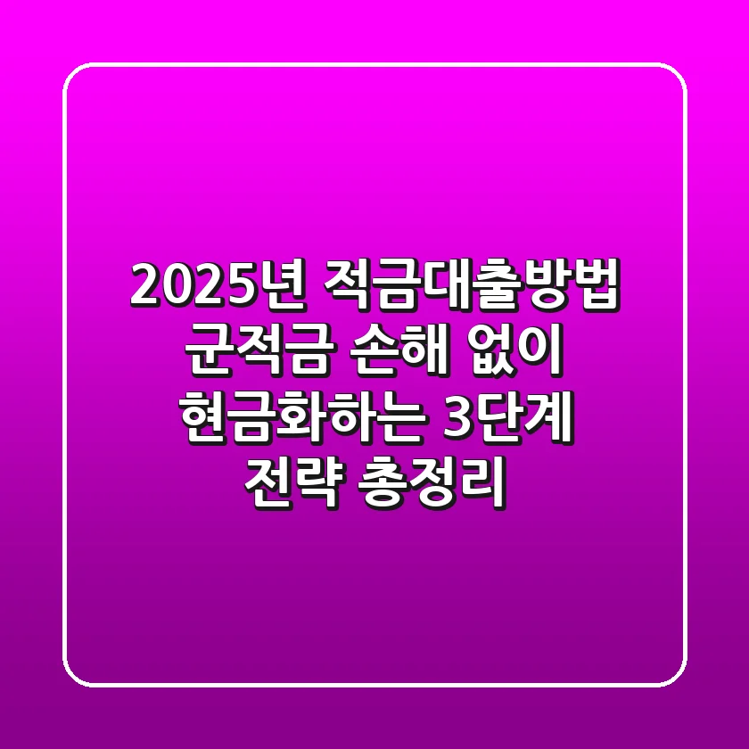 "2025년 적금대출방법", '군적금' 손해 없이 현금화하는 3단계 전략 총정리