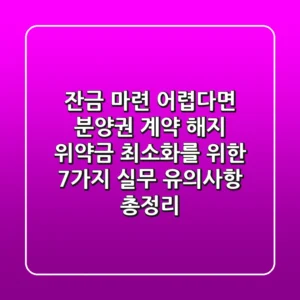 "잔금 마련 어렵다면?", 분양권 계약 해지 위약금 최소화를 위한 7가지 실무 유의사항 총정리