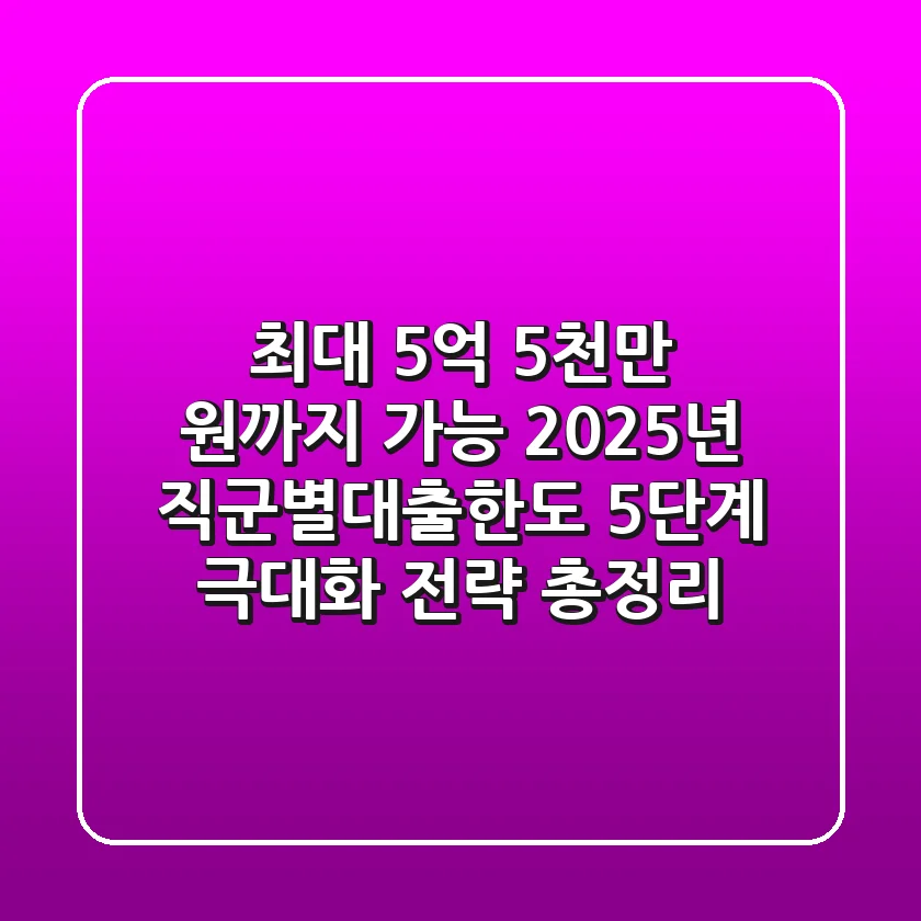 "최대 5억 5천만 원까지 가능?", 2025년 직군별대출한도 '5단계 극대화' 전략 총정리