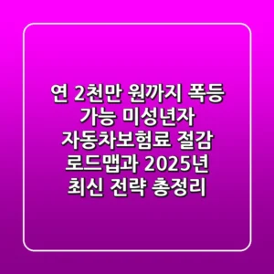 "연 2천만 원까지 폭등 가능?" 미성년자 자동차보험료 절감 로드맵과 2025년 최신 전략 총정리