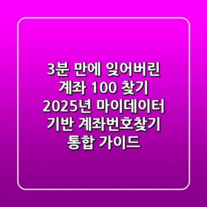 "3분 만에 잊어버린 계좌 100% 찾기", 2025년 마이데이터 기반 계좌번호찾기 통합 가이드