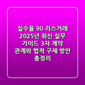 "실수율 90%", 리스거래 2025년 최신 실무 가이드: 3자 계약 관계와 법적 구제 방안 총정리