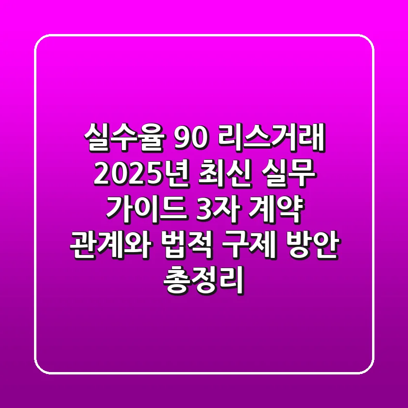"실수율 90%", 리스거래 2025년 최신 실무 가이드: 3자 계약 관계와 법적 구제 방안 총정리