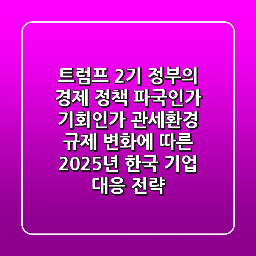 "트럼프 2기 정부의 경제 정책, 파국인가 기회인가", 관세·환경 규제 변화에 따른 2025년 한국 기업 대응 전략