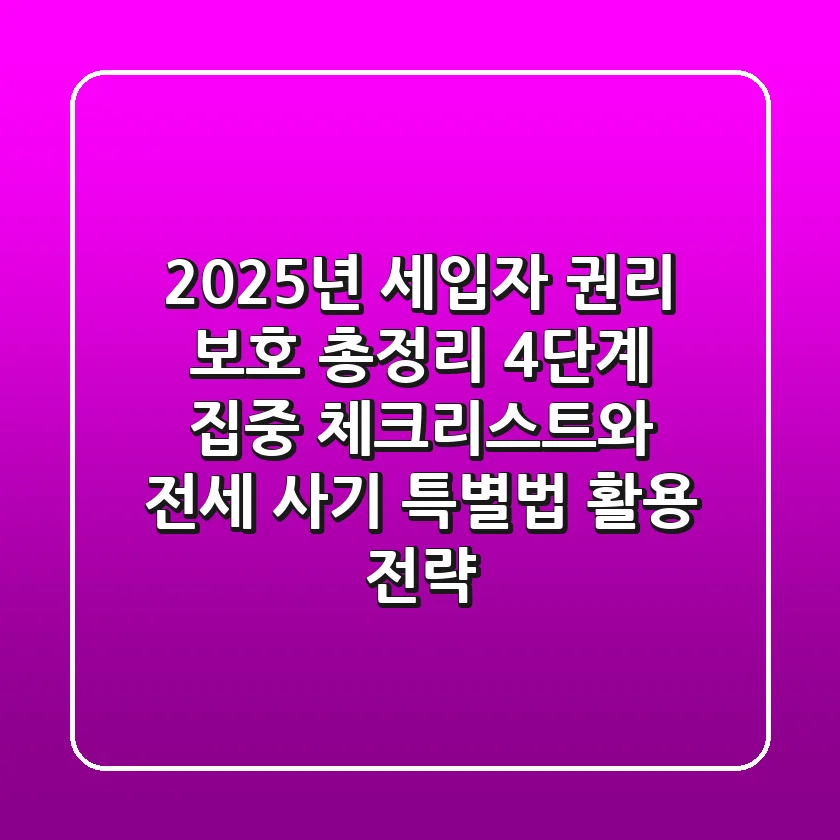 "2025년 세입자 권리 보호 총정리", 4단계 집중 체크리스트와 전세 사기 특별법 활용 전략
