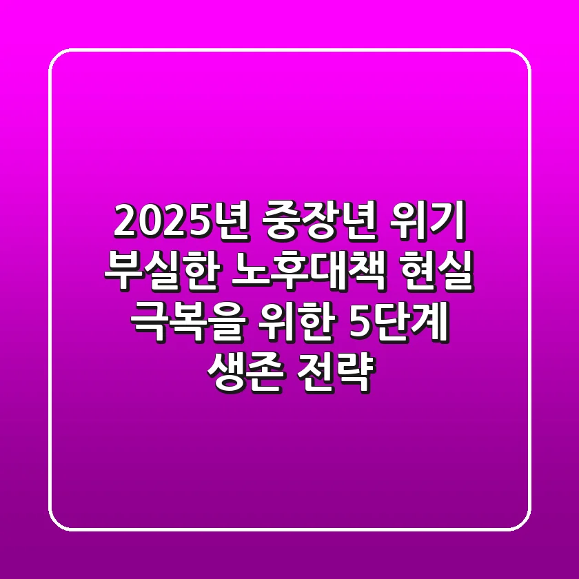 "2025년 중장년 위기", 부실한 노후대책 현실 극복을 위한 5단계 생존 전략