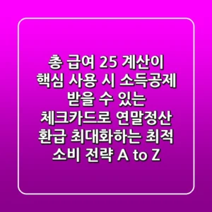 "총 급여 25% 계산이 핵심", 사용 시 소득공제 받을 수 있는 체크카드로 연말정산 환급 최대화하는 최적 소비 전략 A to Z