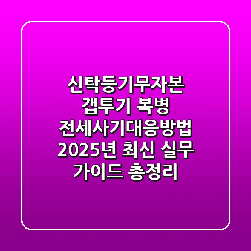 "신탁등기·무자본 갭투기 복병", 전세사기대응방법 2025년 최신 실무 가이드 총정리