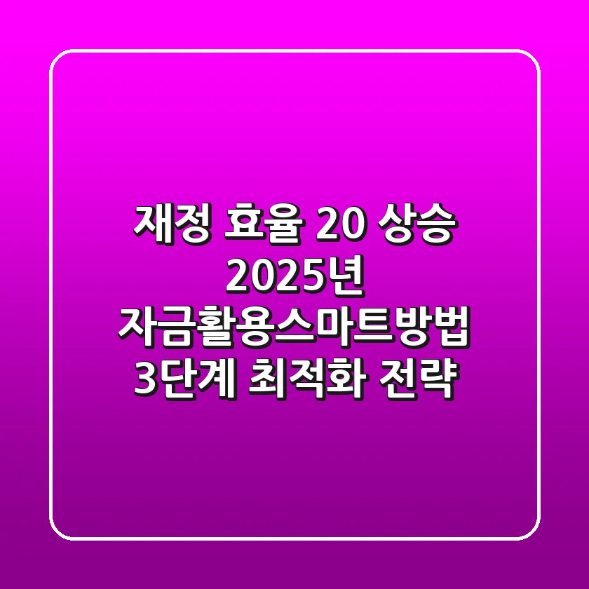 "재정 효율 20% 상승?", 2025년 자금활용스마트방법 3단계 최적화 전략