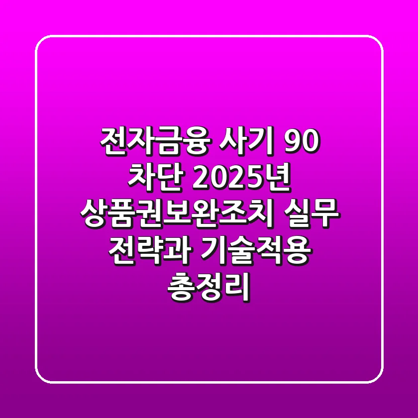 "전자금융 사기 90% 차단", 2025년 상품권보완조치 실무 전략과 기술적용 총정리